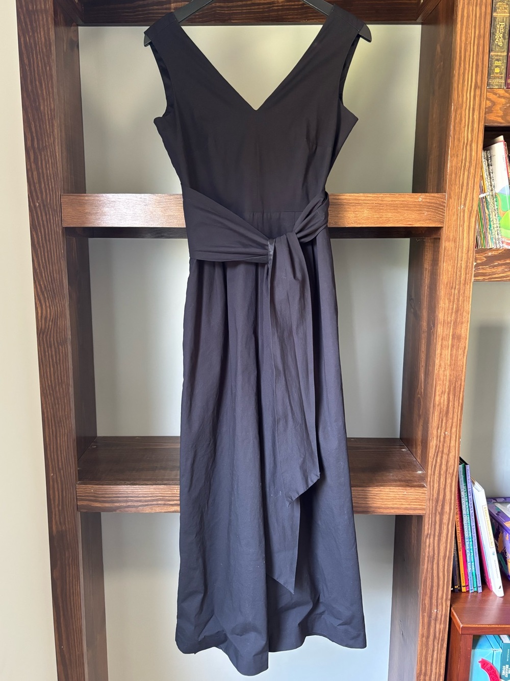 J. Crew Black V-Neck Jumpsuit with Waist Tie